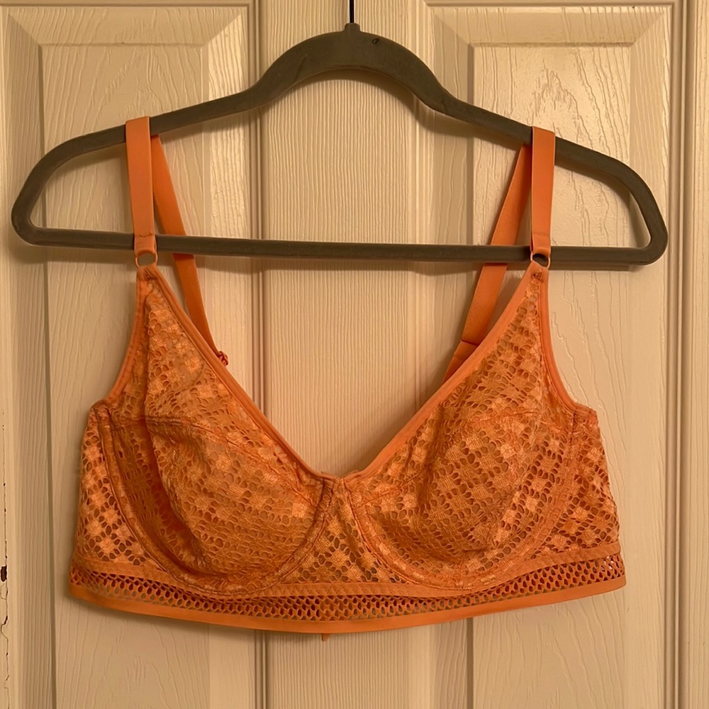 Adore Me Tatum Coral Pink Unlined Sexy Underwire Bra Nylon Spandex Size 40DD